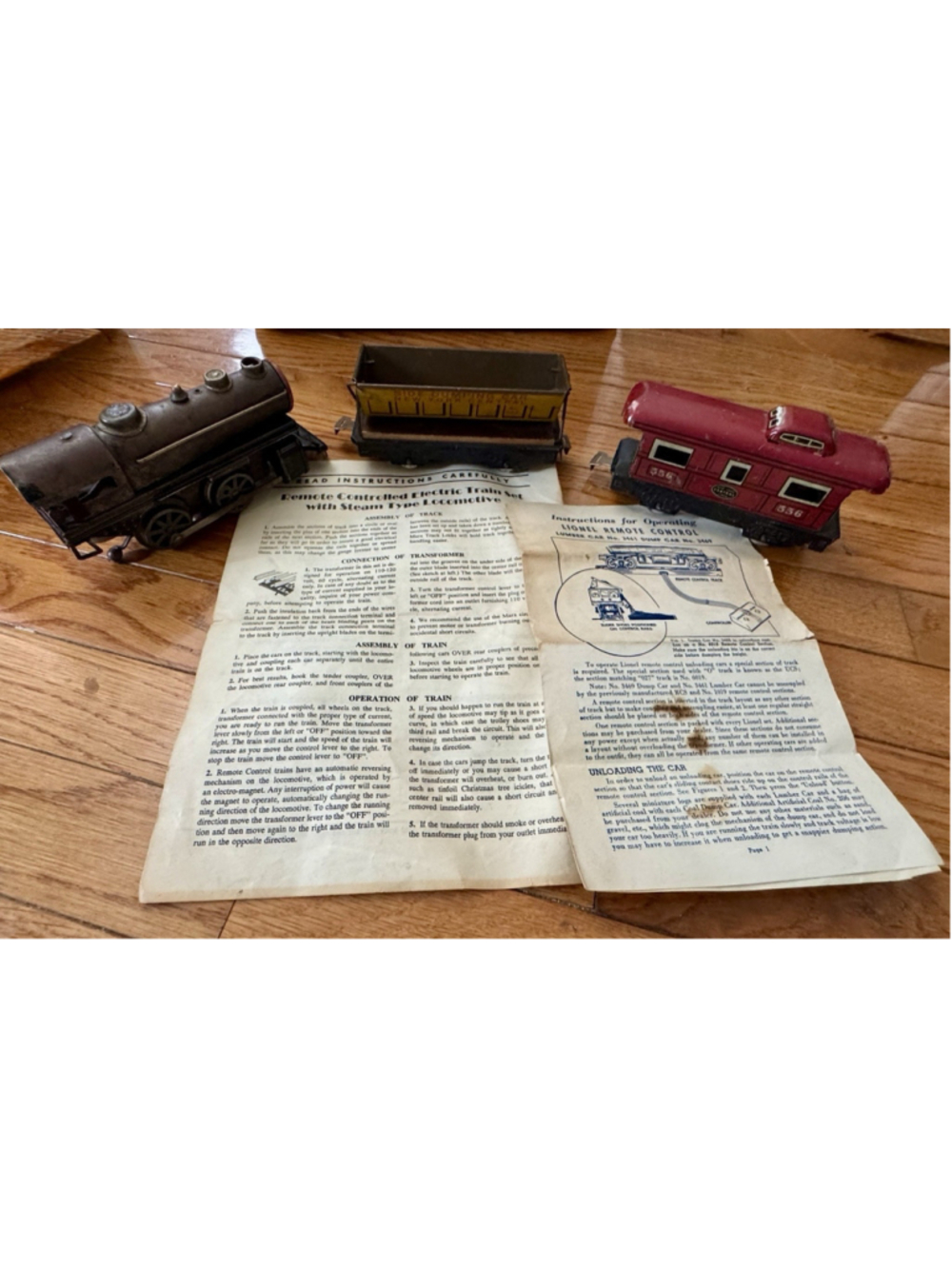 Vintage Marx NYC Train Lot Steam Locomotive 556 Caboose 567 Dump Car Instruction